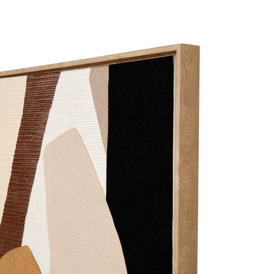 48" x 32" Brown Wooden Geometric Abstract Overlapping Circle Decorative Wall Art with Cream Accents